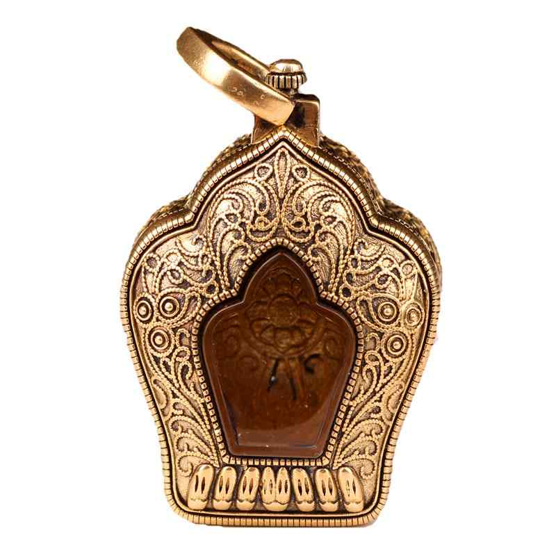 大ぶり ネックレス ペンダント アクセサリー 装飾 小物 レトロ チェーン ガウボックス ビーズ 真鍮 開閉可能 アクリル 透明 チベット ネパール 仏教 レディース メンズ