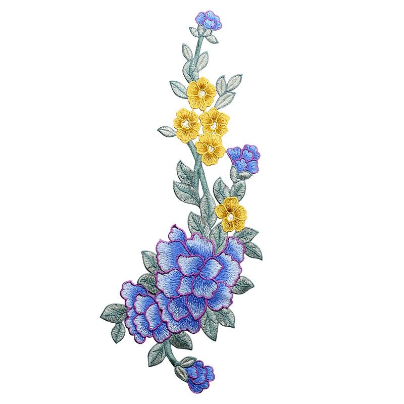 ワッペン 刺繍 花 牡丹 縫い付け 大きいサイズ ソフト 縮みにくい ハンドメイド 装飾 リメイク 補修 衣類 チャイナ風 大人 おしゃれ エレガント