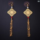 ウエディング アクセサリー 中国風 レトロ ピアス イヤリング ロング 赤 タッセル 大ぶり 結婚式 パーティー 舞台用 合金 韓国 おしゃれ ゴールド