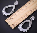 ウエディング アクセサリー 新婦 ドレス ピアス イヤリング 合金 水滴型 ジルコニア キラキラ ロング 揺れる パーティー 舞台 韓国 おしゃれ シルバー ゴールド