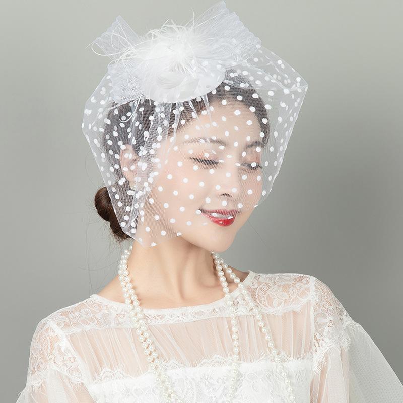 ウエディング アクセサリー 新婦 ドレス 装飾 メッシュ ヘッドフラワー リボン 羽毛付き レース 手袋 パーティー 披露宴 おしゃれ 黒 白 ヘッドアクセサリー
