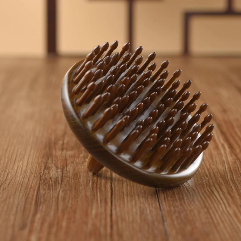 櫛 メンズ レディース 緑檀木 木製 円形 リングコーム 頭皮マッサージ ヘアケア 全身用 くし 頭皮ケア ..