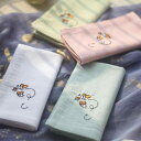 ハンカチ レディース ギフト 刺繍 綿 メンズ キッズ ミツバチ 正方形 吸収性 柔らかい シンプル ワンポイント かわいい 白 アプリコット 緑