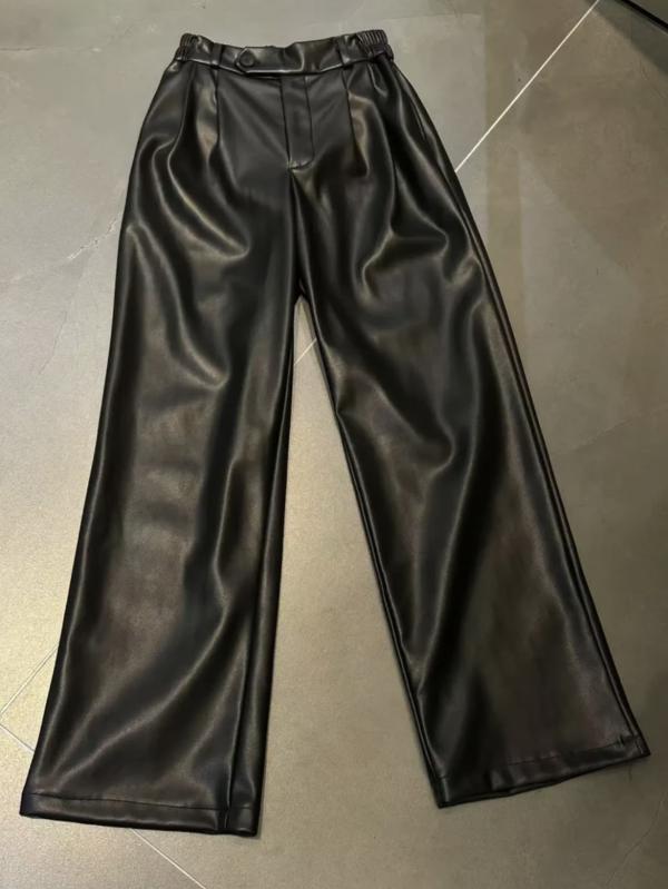 レザーパンツ メンズ 韓国 冬 黒 ゆったり ストレート PU ワイドレッグ 大きいサイズ 裏起毛 普段使い シンプル 無地 おしゃれ カジュアル ストリート 暖かい