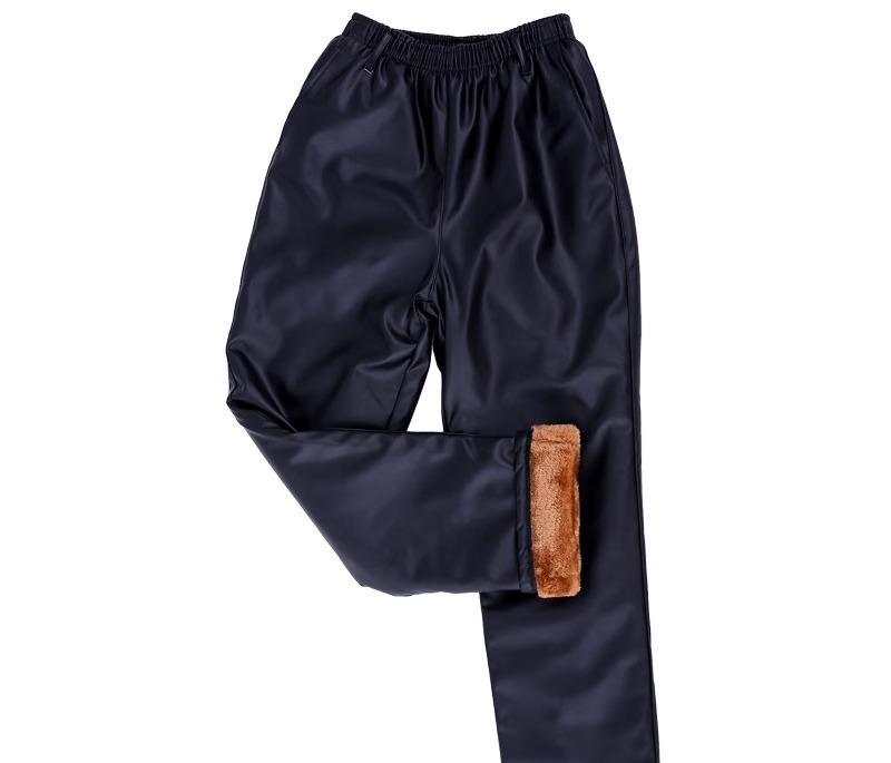 レザーパンツ メンズ 大きいサイズ 冬 ウエストゴム ロング ストレート 防水 暖かい 厚手 裏起毛 もこ..