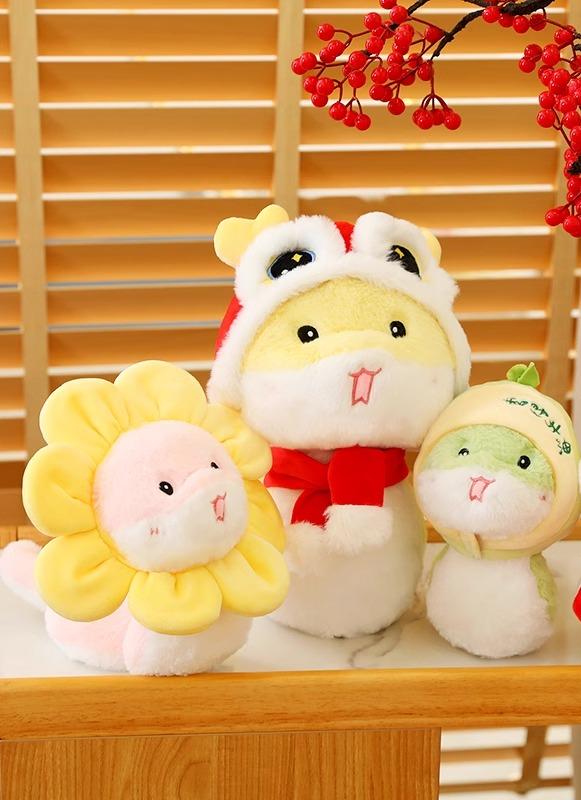 ヘビ ぬいぐるみ 干支 巳年 春節 お正月 吉祥 ふわふわ 人形 おもちゃ ディスプレイ インテリア 置物 誕生日 プレゼント 景品 シンプル かわいい 緑 黄 ピンク 漢字 ひまわり
