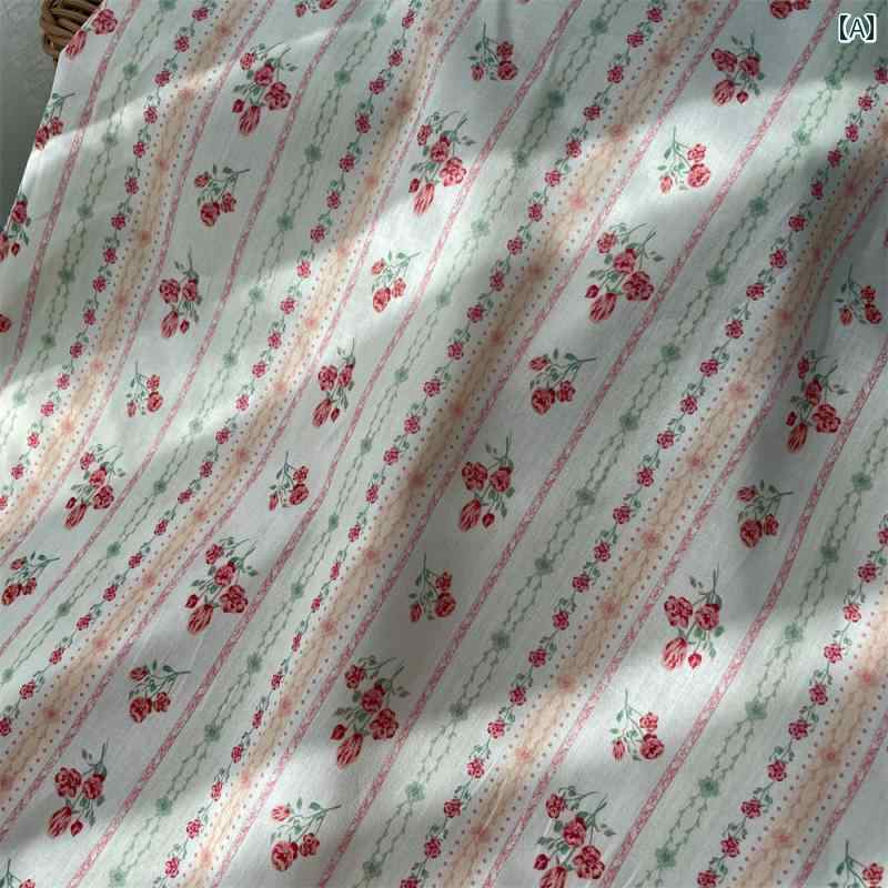 生地 コットン 布 かわいい 花柄 薔薇 ストライプ プリント 幅145 長さ50cm ハンドメイド リメイク 手作り 服飾 手芸 材料 素材 資材 入学 準備 バック ポーチ 子供 ベビー 衣類 用品 ワンピース パッチワーク 寝具