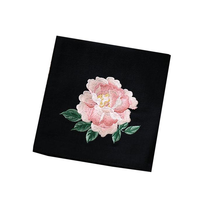 ハンカチ プレゼント 女性 母の日 綿 牡丹 花柄 刺繍 レトロ 中国風 吸汗性 携帯用 柔らかい 小さめ 正..