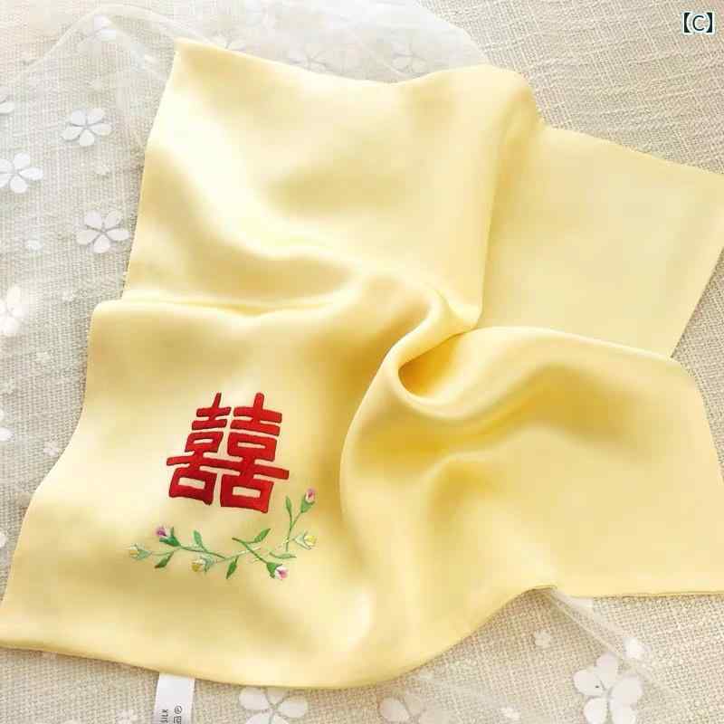 ハンカチ プレゼント 女性 オシドリ柄 刺繍 携帯用 正方形 上品 シンプル おしゃれ 婚約 結婚 母の日 柔らかい 黄 赤 ピンク