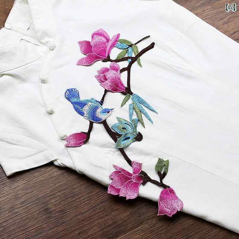 刺繍 ワッペン 大きい 縫い付けタイプ 花 竹 鳥 布パッチ 衣服 装飾 補修 手芸 DIY材料 チャイナドレス ワンピース 接着剤なし おしゃれ frontop-12284476 フロントップ楽天市場店 サンプル画像2