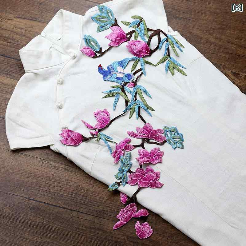 刺繍 ワッペン 大きい 縫い付けタイプ 花 竹 鳥 布パッチ 衣服 装飾 補修 手芸 DIY材料 チャイナドレス ワンピース 接着剤なし おしゃれ frontop-12284476 フロントップ楽天市場店 サンプル画像3