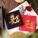 ハンカチ レディース ギフト メンズ 綿 刺繍 レトロ 金の龍 ワンポイント 民族風 スカーフ 黒 赤 白 カップル おしゃれ 正方形 縁起物