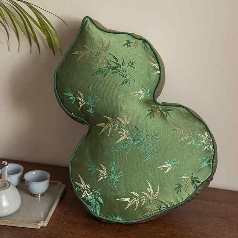 抱き枕 クッション チャイナ風 ひょうたん リビング ソファ 緑 竹 葉 刺繍 装飾 レイアウト 寝室 豪華 ..