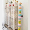 本棚 目隠し カーテン かわいい ガーリー 寝室 リビング 収納 キャビネット 日よけ 遮光 防塵 レース ガーゼ リボン 透け感 白 刺繍 面ファスナー 穴あけ不要(3)