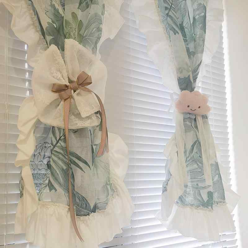 カーテンタッセル かわいい カントリー 寝室 リビング インテリア ブラインド 装飾 アクセサリー ロープ レース リボン 白 北欧