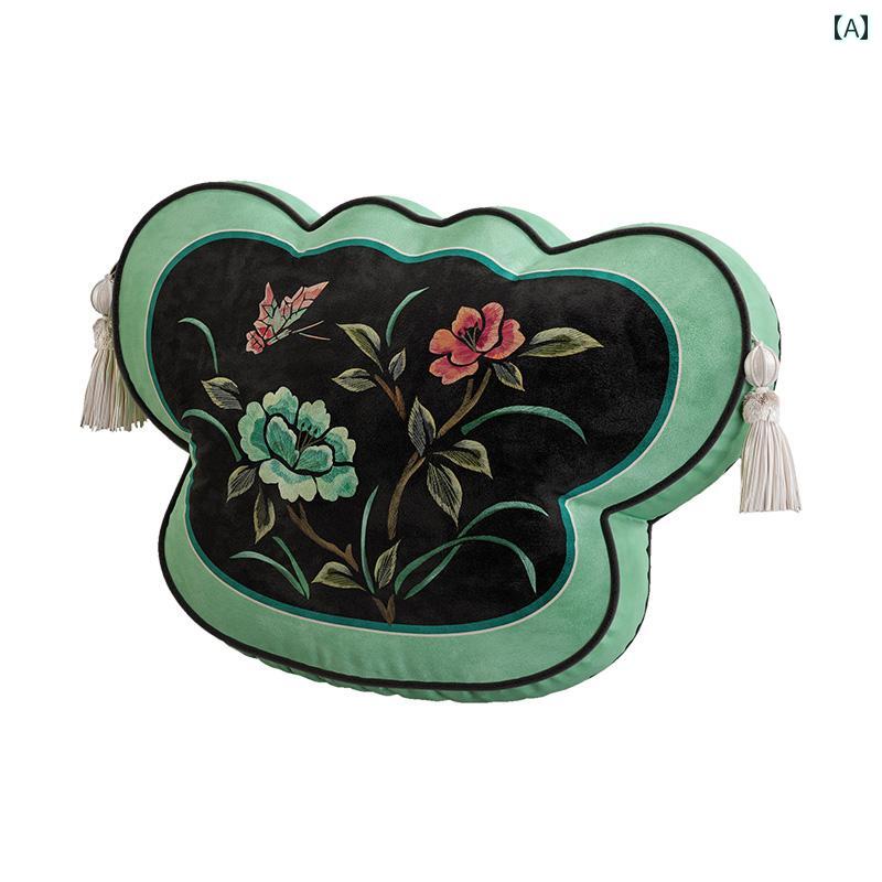 抱き枕 クッション チャイナ風 リビング ソファ 蝶 扇形 カバー 椅子 背もたれ 花 鳥 柔らかい ふわふ..