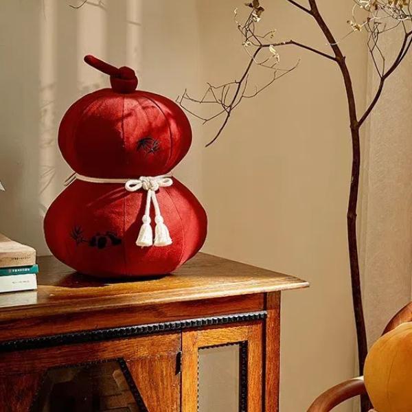 クッション 抱き枕 中国風 ひょうたん型 刺繍 タッセル リビング 寝室 ソファ インテリア 装飾 ディス..