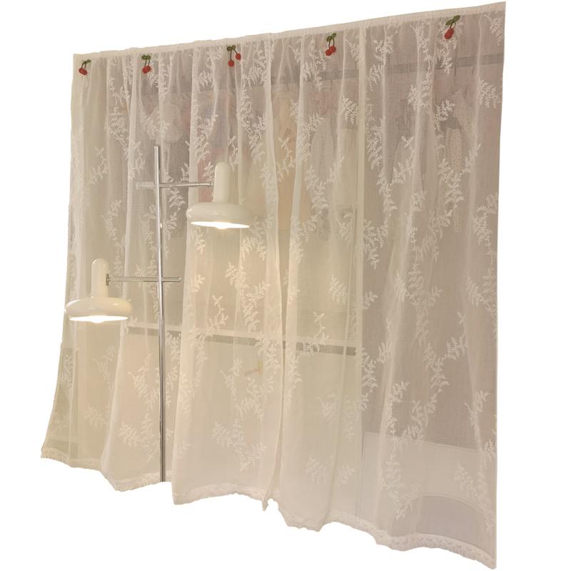 目隠し クローゼット カーテン おしゃれ 寝室 リビング 収納 キャビネット 日よけ 遮光 防塵 レース 白 さくらんぼ 透け感 面ファスナー 穴あけ不要
