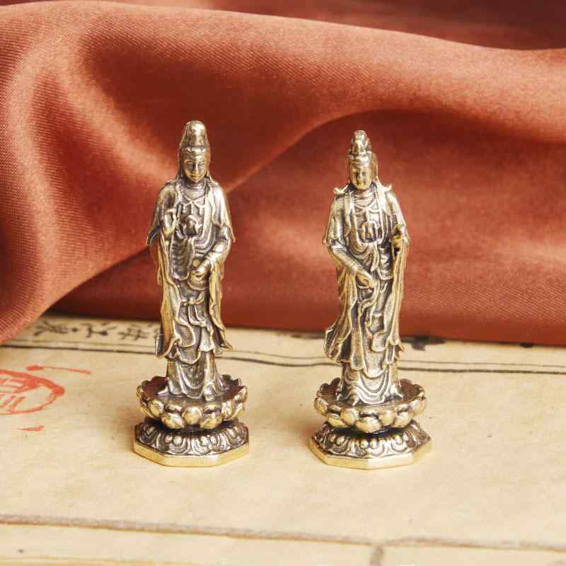 Tankuki （Raccoon） - 真鍮 置物 ヴィンテージ風 観音 像 卓上 装飾品 仏像 銅器 プレゼント シンプル エスニック リビング 小さめ コレクション インテリア