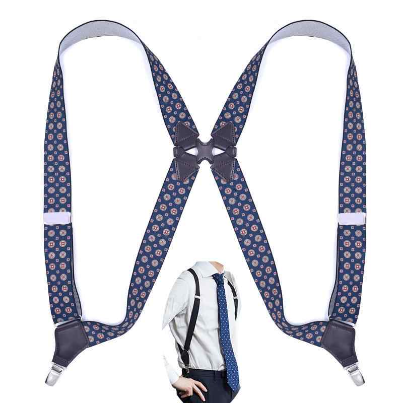 サスペンダー メンズ スーツ レディース 大人 ビジネス レザー 伸縮性 バックル クリップ 合金 シンプル おしゃれ ドット チェック柄 無地 黒 紺 グレー