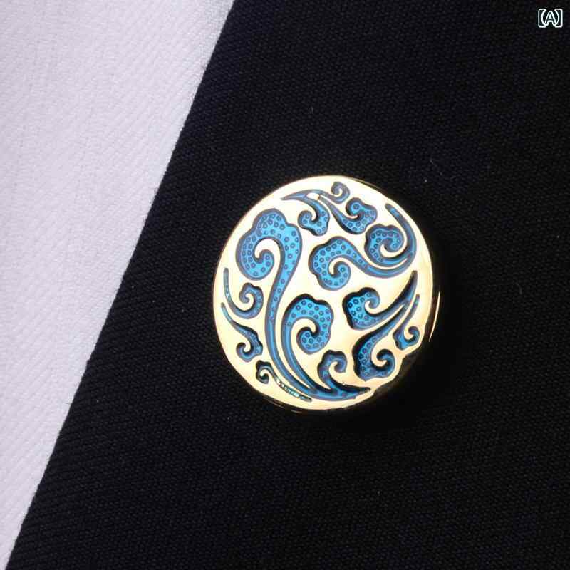 スーツ アクセサリー ラペルピン メンズ ブローチ レトロ クリア 七宝模様 花柄 コート ジャケット 胸元 襟章 男女兼用 おしゃれ ビジネス フォーマル