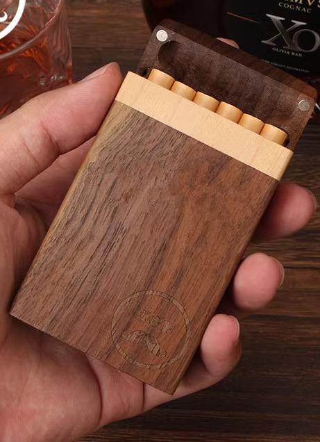 タバコケース メンズ 木製 厚手 薄手 10 20本 ボックス 収納 ポータブル 便利 おしゃれ シンプル 男女兼用 父の日 誕生日 プレゼント