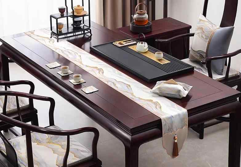 テーブルランナーおしゃれ 中国風 長方形 タッセル クッション コースター クロス リビング キッチン ダイニング 寝室 キャビネット 防塵 カバー 装飾 インテリア 小物 エレガント 緑 グレー ゴールド