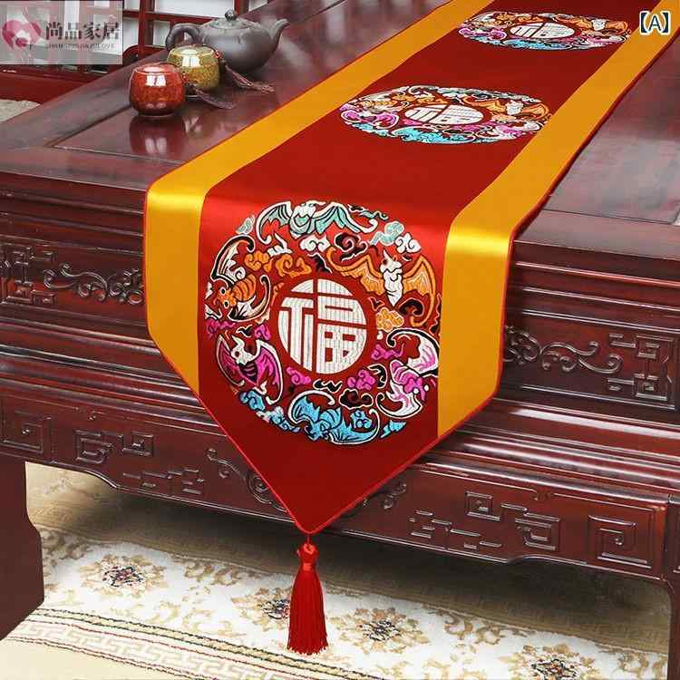 テーブルランナーおしゃれ 中国風 長方形 タッセル リビング キッチン ダイニング 寝室 キャビネット 防塵 カバー 装飾 インテリア 小物 エレガント 赤 緑 青