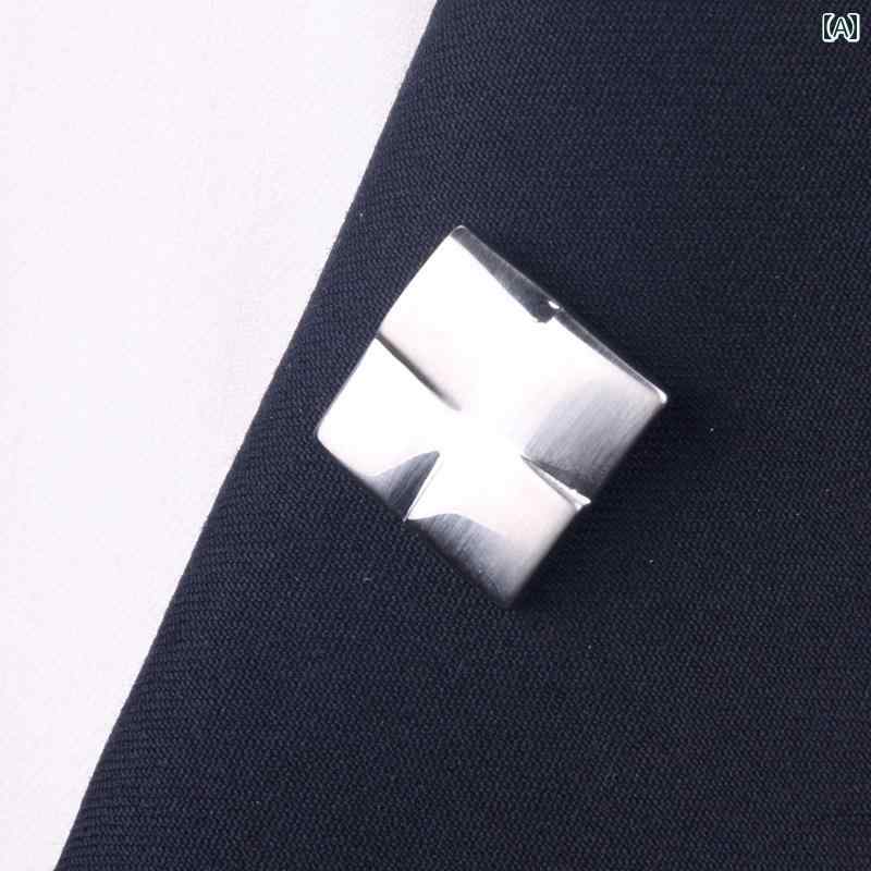 スーツ アクセサリー ラペルピン メンズ ブローチ 四角形 マット 金属 ジャケット ...