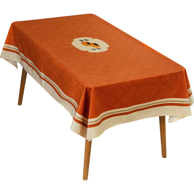 テーブルクロス おしゃれ 中国風 布 四角形 リビング 寝室 ダイニング 机 キャビネット 防塵 カバー 装飾 インテリア 小物 シンプル エレガント 柿