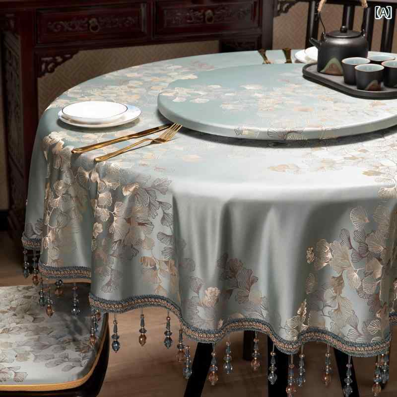 テーブルクロス おしゃれ 中国風 ジャガード タッセルペンダント リビング 寝室 ダイニング 机 キャビネット 防塵 カバー 装飾 インテリア 小物 シンプル エレガント 赤 黄 青 銀杏柄