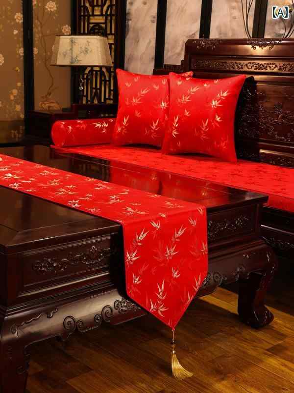 テーブルランナーおしゃれ 中国風 レトロ 長方形 クロス タッセル 刺繍 リビング キッチン ダイニング 寝室 キャビネット 防塵 カバー 装飾 インテリア 小物 エレガント 赤 黄 青 竹 花