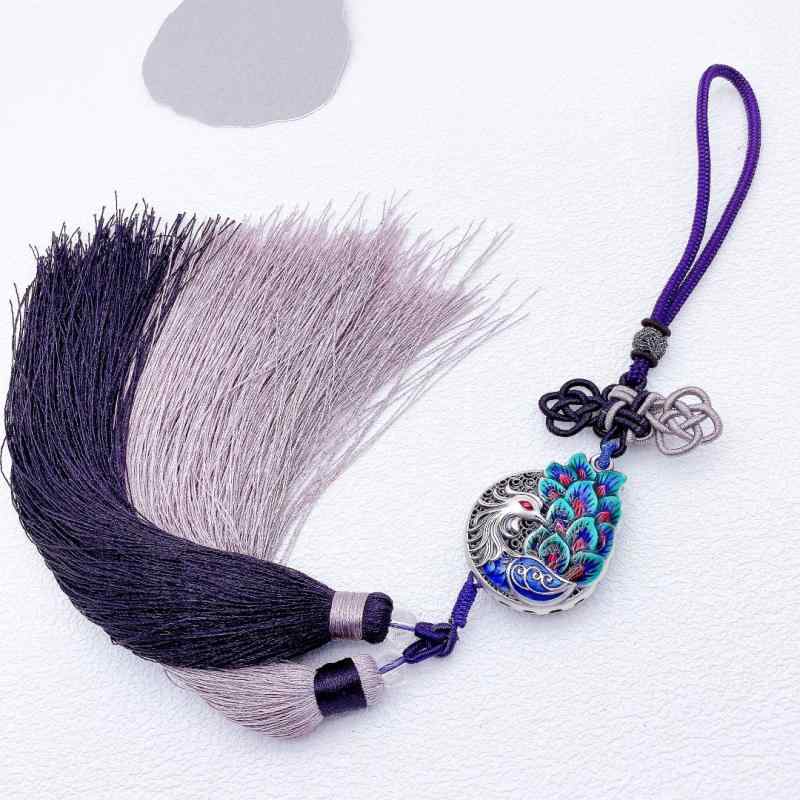 ペンダントトップ レディース 大人 ギフト シルバー 銀 ネックレス 車用アクセサリー ストラップ チェーン セット タッセル 孔雀 おしゃれ