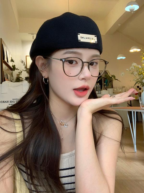 ベレー帽 レディース 春夏秋 韓国 おしゃれ シンプル ワンポイント アルファベット 通気性 薄手 黒 グレー ベージュ