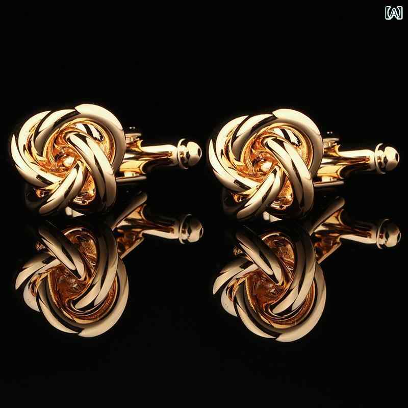 カフスボタン おしゃれ メンズ ゴールド ツイスト フレンチ シャツ 袖口 スーツ アクセサリー 銅 フォ..