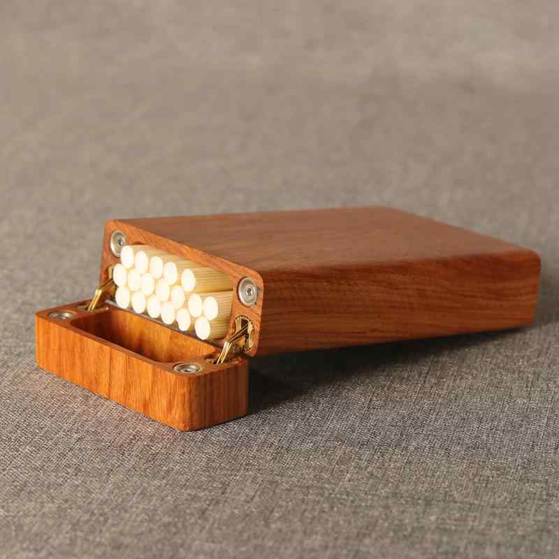 タバコケース メンズ レトロ おしゃれ シンプル ポータブル チャイナ風 木製 花梨材 ローズウッド 小物 喫煙具 薄型 ボックス 父の日 プレゼント