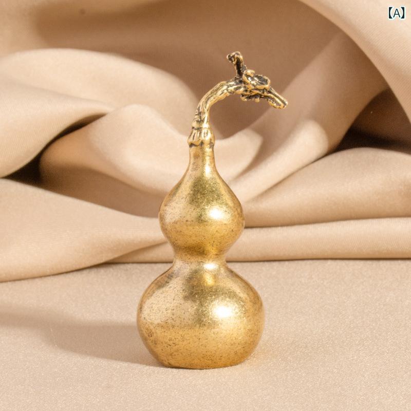 真鍮 置物 ひょうたん 福 文字 卓上 インテリア 装飾 オーナメント おしゃれ 金具 彫刻 アンティーク調 手作り 工芸 雑貨 オブジェ 玄関 書斎 金