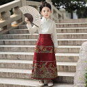 漢服 こども ロング スカート チャイナ風 女の子 春秋 セットアップ 赤 レトロ スタンドカラー エレガント 長袖 スタイリッシュ プリーツ