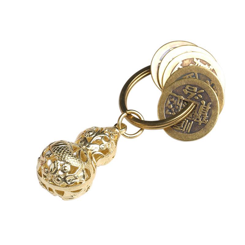 真鍮 ひょうたん 鯛 銅銭 福 漢字 蓋付き おしゃれ 金具 彫刻 コイン 幸運 工芸品 雑貨 光沢 装飾