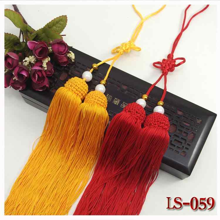 タッセル 中華 ダブル 結び ナイロン 楽器 衣類 飾り 手芸 レトロ 紐付き 吊り下げ ロング 漢服 コスプレ 小道具 赤 ゴールド
