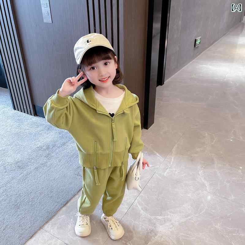 キッズ セットアップ 女の子 ベビー 春秋 スポーツ カジュアル 前開き ジップアッ...