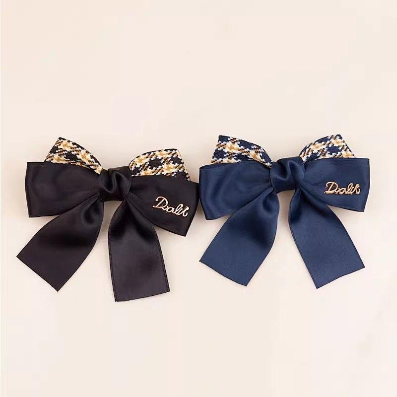 シニヨン ネット 可愛い ヘアアクセサリー お団子 髪留め リボン 付き アルファベット シンプル ビジネス 普段使い 大人 母の日 プレゼント 黒 青