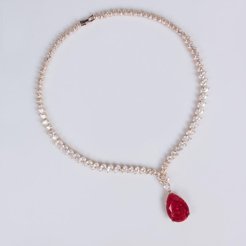 アクセサリー レディース ゴージャス ペンダント ピアス エレガント ネックレス 水滴型 きらきら パーティー お呼ばれ 結婚式 プレゼント 白 黄色 赤