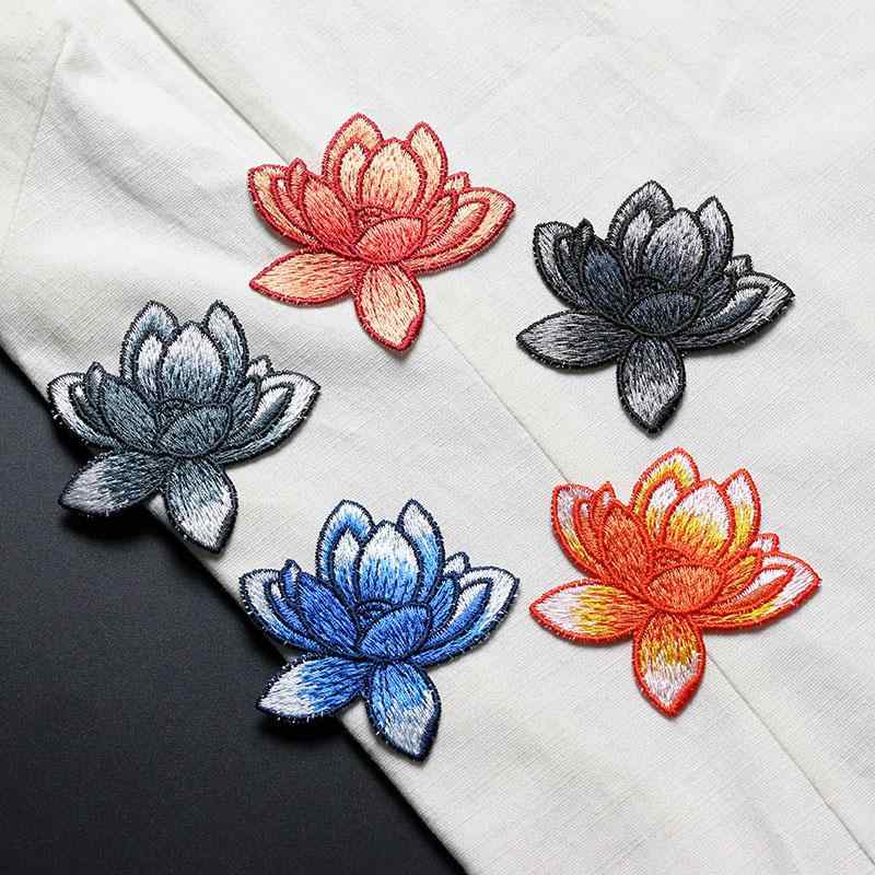 Other - 刺繍 ワッペン エレガント 蓮の花 植物 アップリケ チャイナ風 おしゃれ DIY アクセサリー 服飾 補修 裁縫 シンプル 縫製必要