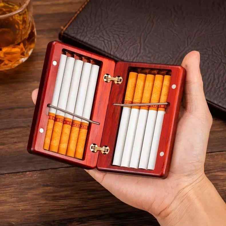 タバコケース メンズ ボックス 木製 便利 スリム コンパクト ポータブル 収納 おしゃれ シンプル 四角 紳士 ギフト 普段使い ビジネス