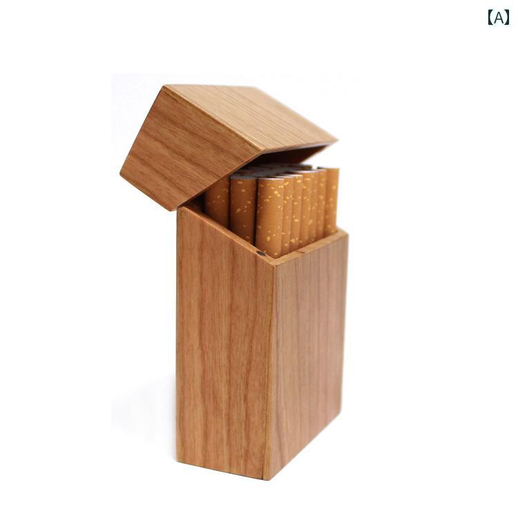 タバコケース メンズ ビジネス ギフト おしゃれ 木製 ボックス ポータブル コンパクト 紳士 シンプル 四角 普段使い チェリーウッド 収納