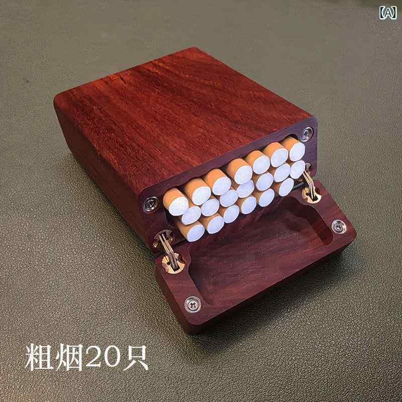 タバコケース メンズ サンダルウッド くり抜き 木製 ポータブル シガレット コンパ...