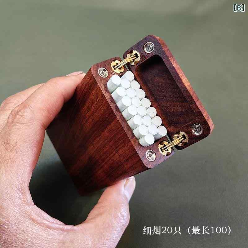 タバコケース メンズ サンダルウッド くり抜き 木製 ポータブル シガレット コンパ...