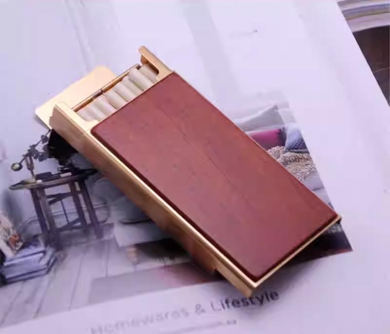 タバコケース メンズ 金属 アルミニウム 合金 ボックス スリム 光沢 シンプル 木製 おしゃれ 紳士 ビジネス 普段使い 四角 コンパクト ポータブル ローズ...