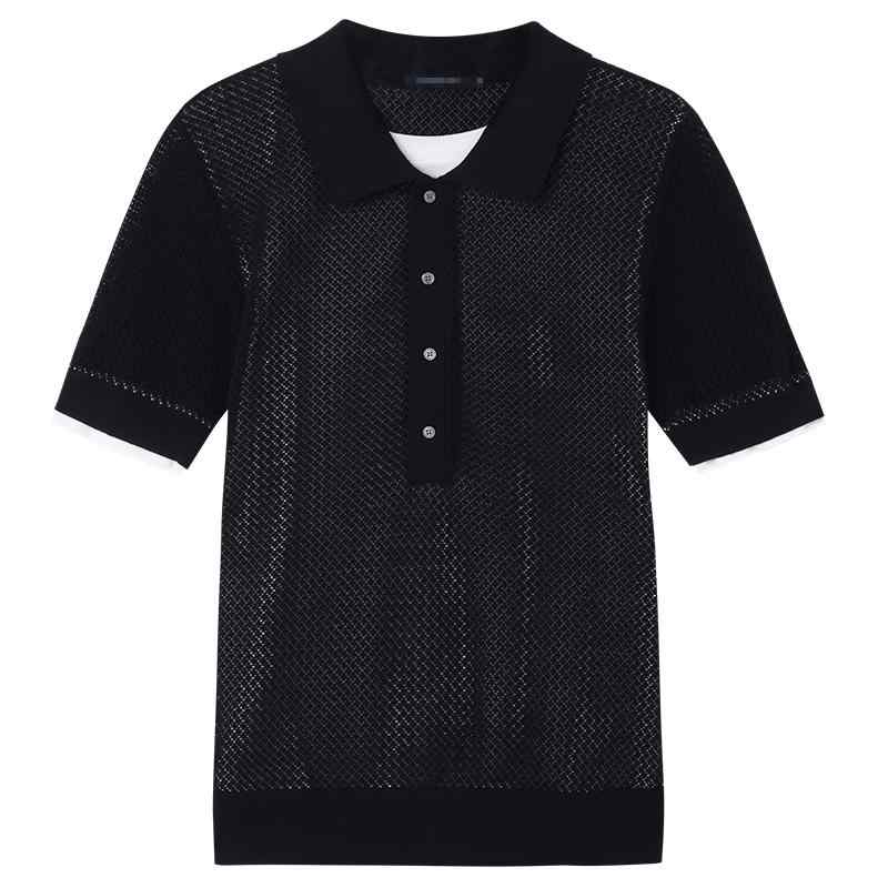 ポロシャツ 半袖 メンズ カジュアル レトロ 重ね着風 綿 ニット トップス スリムフィット 通気性 軽量 夏 ビジネス 普段使い 大きいサイズ 白 茶 黒